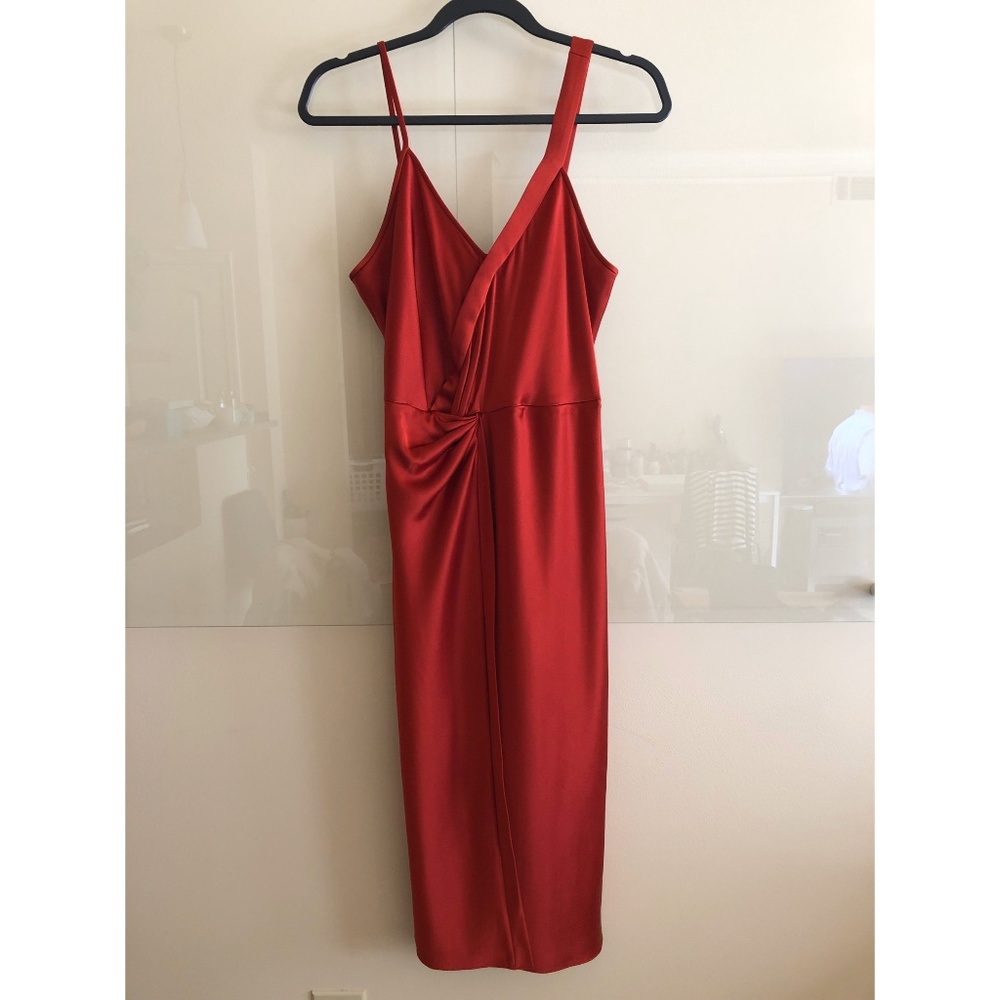 T by Alexander Wang satin twist midi dress, sz 4 - Picture 5 of 8